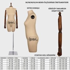 Keten Kumaş Pantolon Giyebilen Kollu Bayan Terzi Mankeni