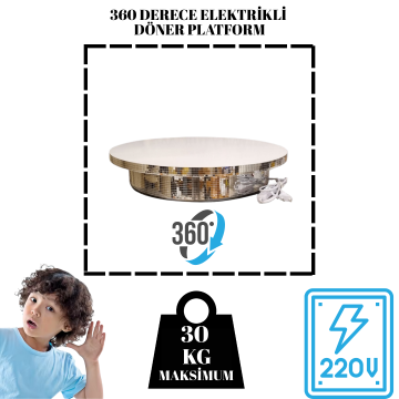 Döner Platform Silver Elektrikli Dönen Stand 50 cm