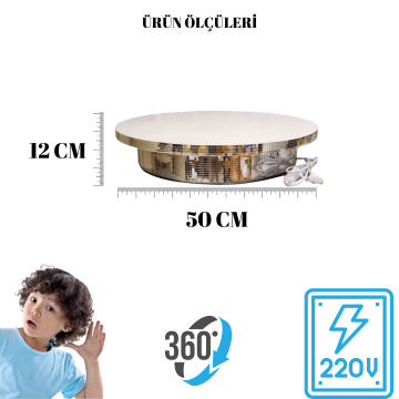 Döner Platform Silver Elektrikli Dönen Stand 50 cm
