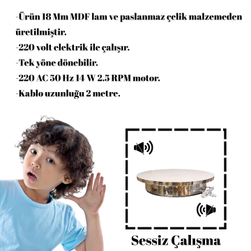 Döner Platform Silver Elektrikli Dönen Stand 50 cm