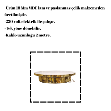 Döner Platform Gold Elektrikli Dönen Stand 50 cm 30 Kg Kapasite