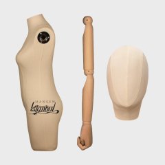 Keten Kumaş Pantolon Giyebilen Kollu Bayan Terzi Mankeni