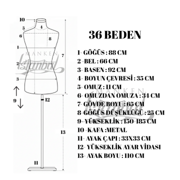 Süngerli Terzi Mankeni Prova Mankeni 34-46 Beden Arası 36 beden