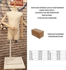 Ahşap Kollu Pantolon Giyebilen Çocuk Terzi Mankeni Vitrin Mankeni
