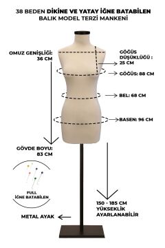 38 Beden Balık Model Süngerli İğne Batabilen Terzi Mankeni
