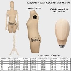 Keten Kumaş Pantolon Giyebilen Kollu Bayan Terzi Mankeni