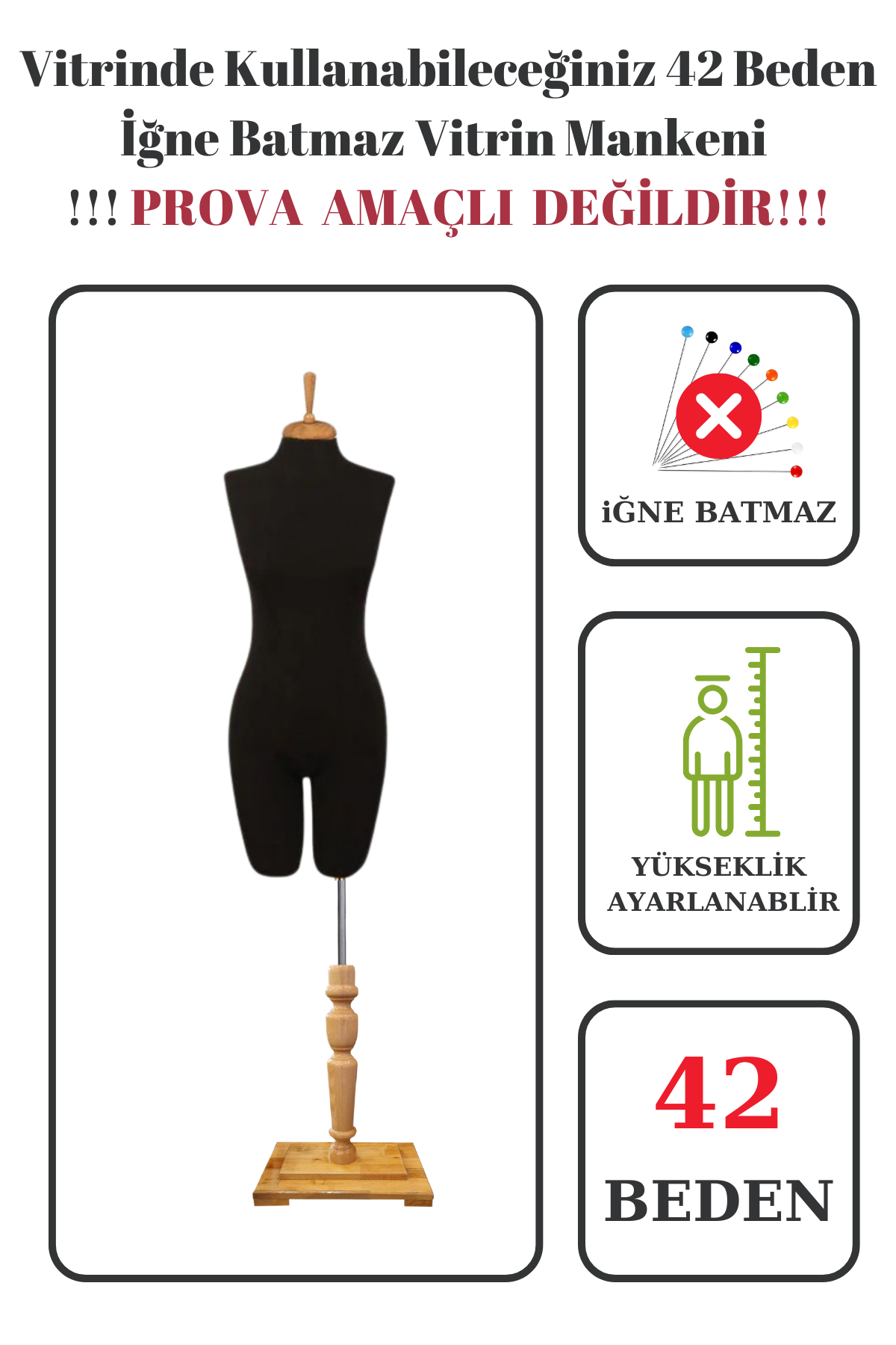 Pantolon Giyebilen 36-38-40-42-44-46 Beden Vitrin Amaçlı Terzi Mankeni 42 beden