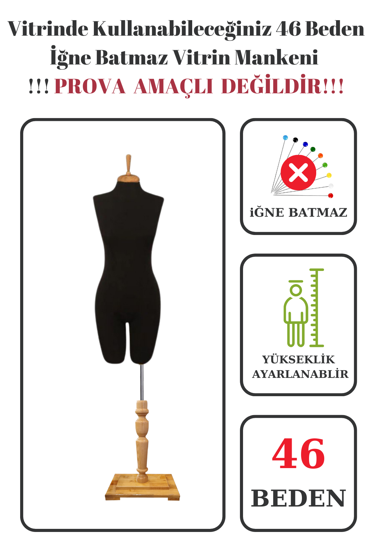 Pantolon Giyebilen 36-38-40-42-44-46 Beden Vitrin Amaçlı Terzi Mankeni 46 beden