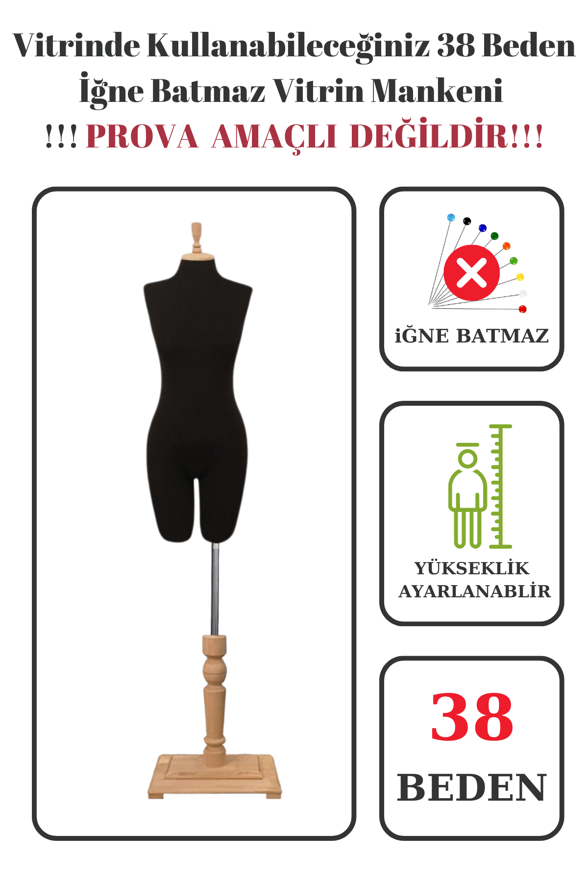 Pantolon Giyebilen Vitrin Mankeni Terzi Mankeni 36-38-40-42-44-46 38 beden