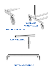 A Kalite Katlanabilir Tekerlekli Metal Orta Stand Elbise Askısı