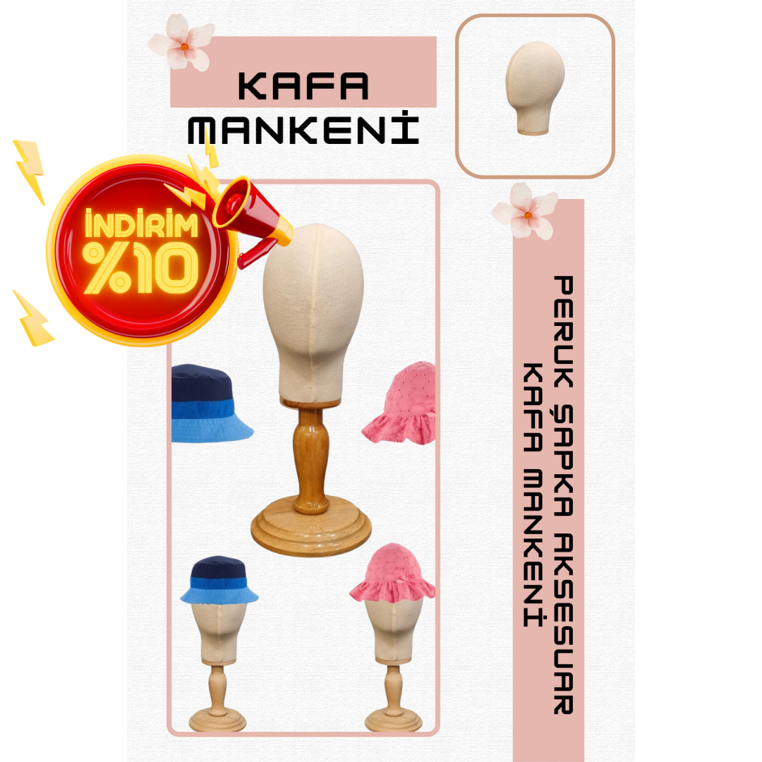 Ahşap Standlı Bebek Kafa Mankeni 06 Ay 12 Ay İçin Uygundur