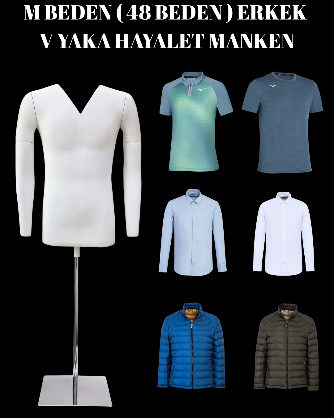 V Yaka Fotoğraf Çekimi İçin Erkek Hayalet Vitrin Mankeni