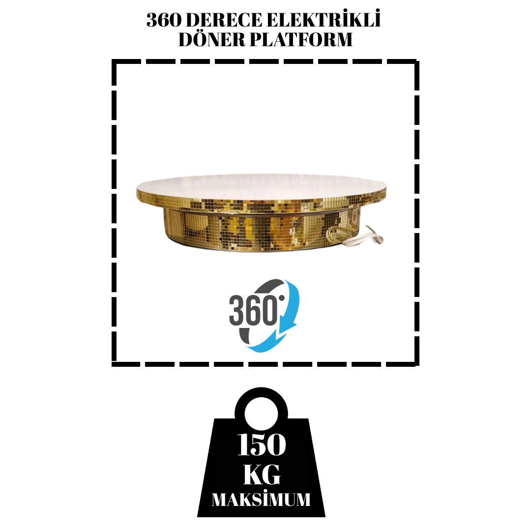 150 Kg Taşıma Kapasiteli Döner Platform Elektrikli 60 cm