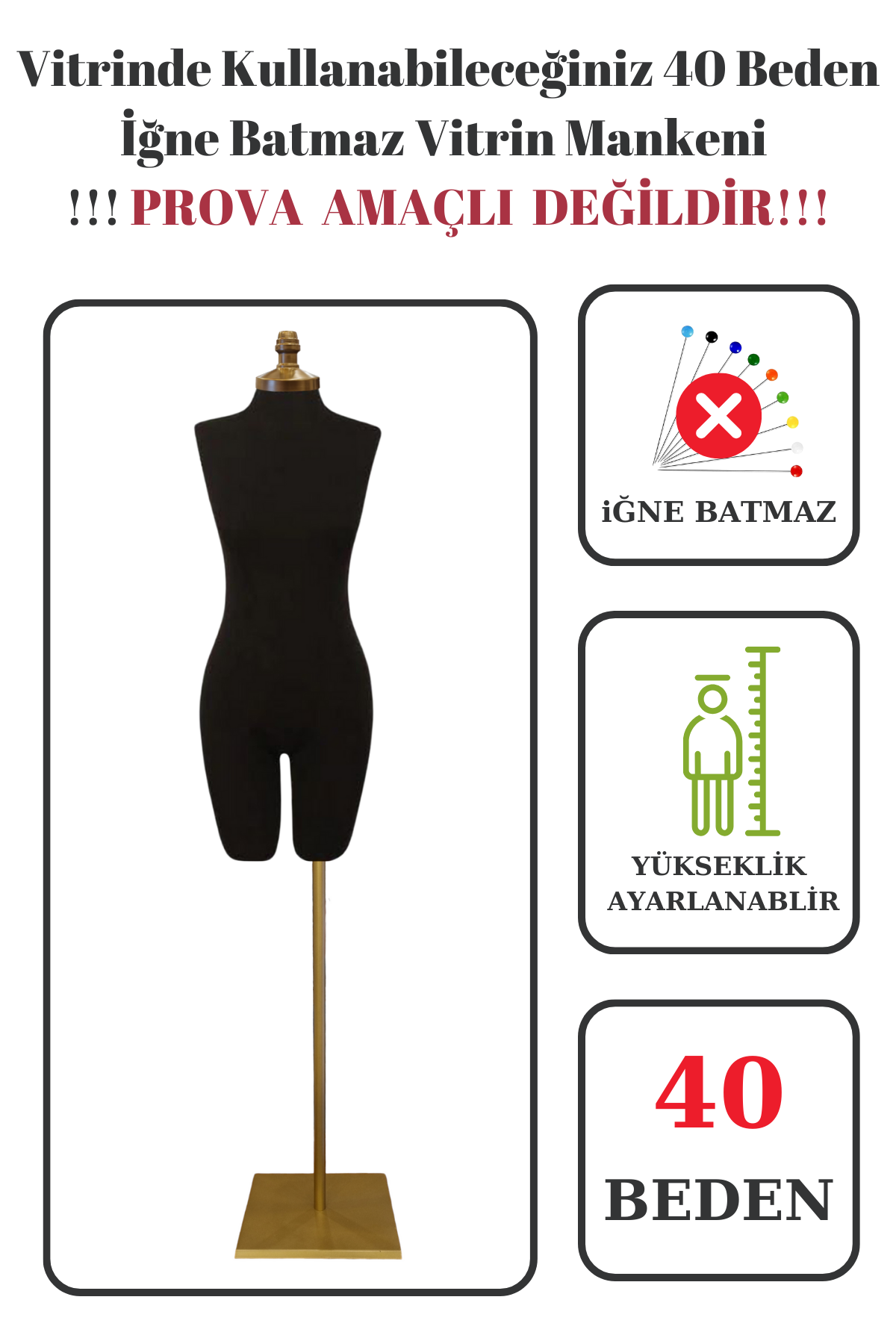 Gold Ayaklı Paçalı Terzi Mankeni Vitrin Mankeni 36-38-40 40 beden