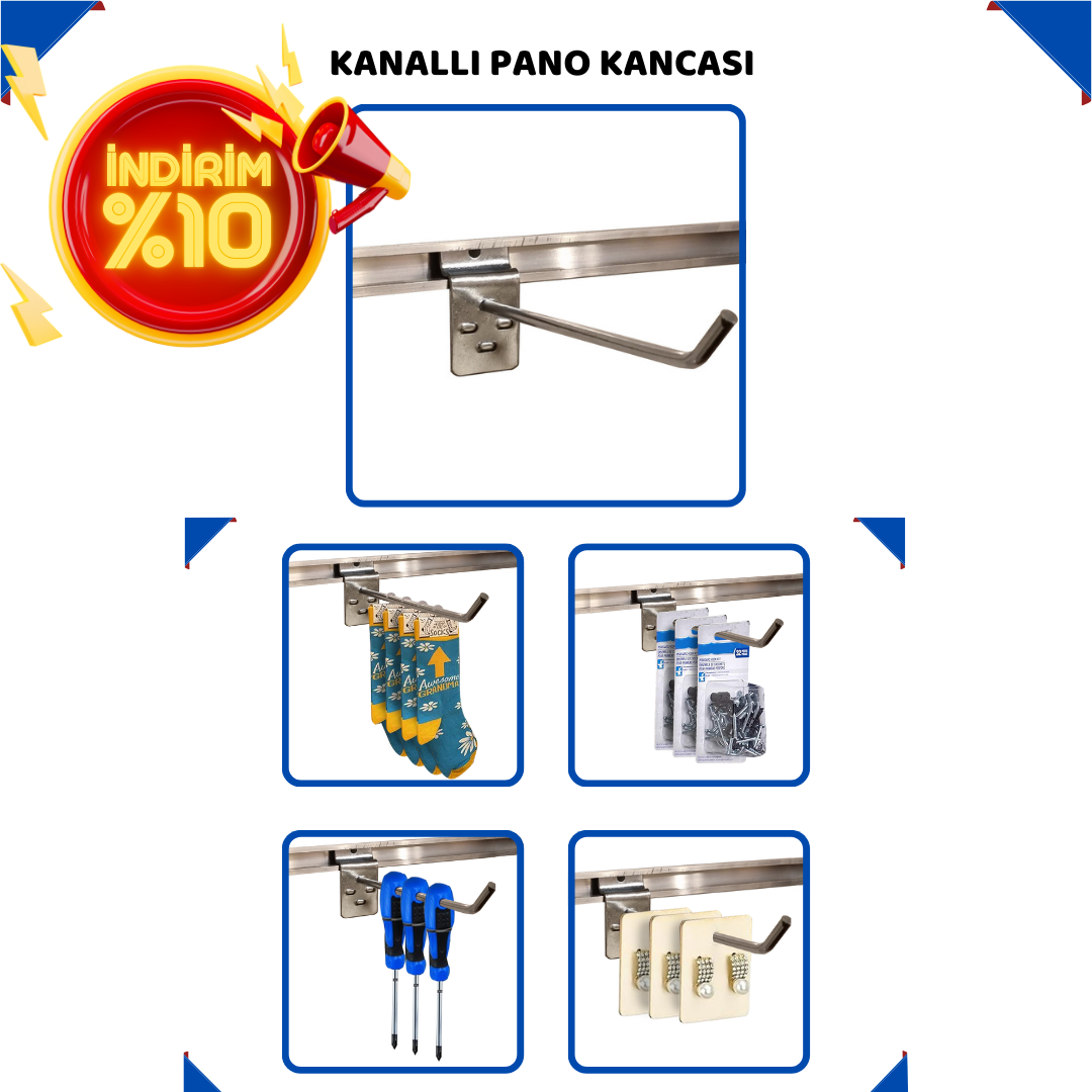 Kanallı Pano Kancası Krom - 5 mm Dayanıklı Yapı