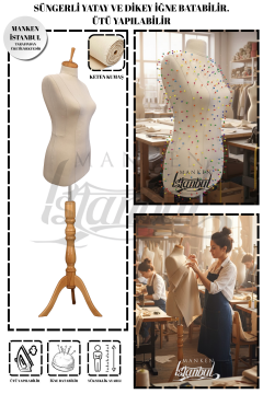 Süngerli Keten Kumaş Terzi Prova Mankeni