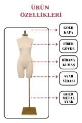 Gold Ayaklı Pantolon Giyebilen Terzi Mankeni Vitrin Mankeni 36-38-40 38 beden