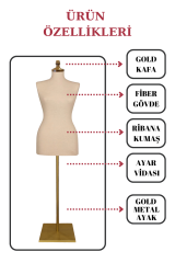Gold Ayaklı 36-38-40 beden Bayan vitrin amaçlı terzi mankeni