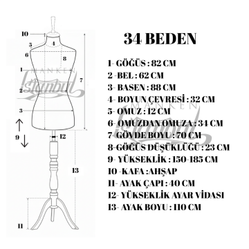 Süngerli Terzi Mankeni Prova Mankeni 34-46 Beden Arası 34 beden