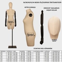 Keten Kumaş Pantolon Giyebilen Kollu Bayan Terzi Mankeni