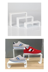 Pleksi Beyaz Kademeli Ayakkabı Rafı & Teşhir Standı