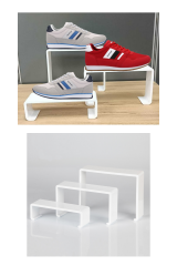 Pleksi Beyaz Kademeli Ayakkabı Rafı & Teşhir Standı