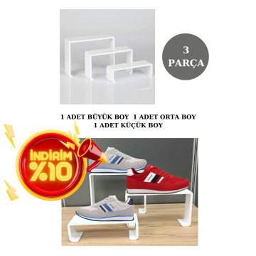 Pleksi Beyaz Kademeli Ayakkabı Rafı & Teşhir Standı
