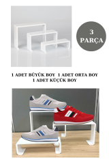 Pleksi Beyaz Kademeli Ayakkabı Rafı & Teşhir Standı