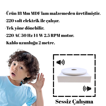 Elektrikli Beyaz Renk 25 KG Kapasite Döner Platform