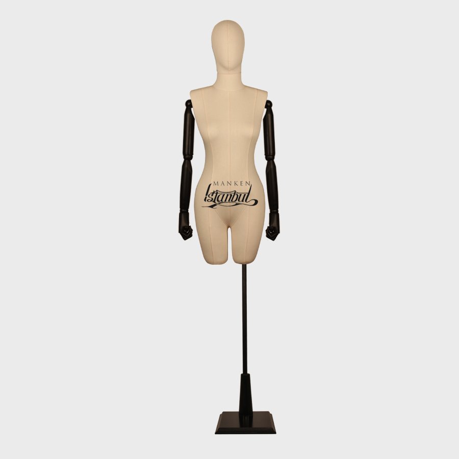 Keten Kumaş Pantolon Giyebilen Kollu Bayan Terzi Mankeni