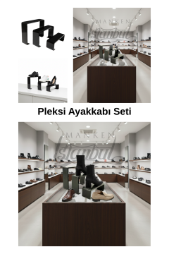 Pleksi Beyaz Kademeli Ayakkabı Rafı & Ayakkabı Teşhir Standı & Organizer Raf SİYAH