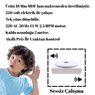 25 Kg Kapasite Uzaktan Kontrol Döner Platform Wi-Fe Kontrol