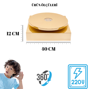 Delüks Gold Kaplama Elektrikli 25 KG Kapasiteli Döner Platform