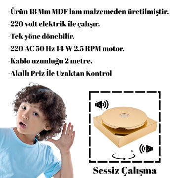 Wife Kontrol Delüks Elektrikli Gold Kaplama Elektrikli 25 KG Kapasiteli Döner Platform