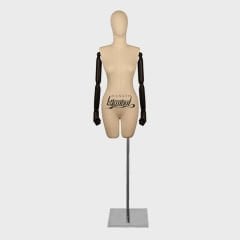 Keten Kumaş Paçalı Ahşap Kollu Terzi Mankeni Vitrin Mankeni