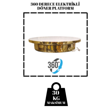 Döner Platform Gold Elektrikli Dönen Stand 50 cm 30 Kg Kapasite