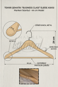 Delüks 44 CM Masif Ahşap Ceket Askısı Elbise Askısı Takım Askısı
