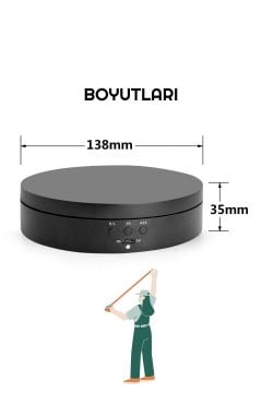 360 Derece Çift Yönlü Hız Ayarlı Şarjlı 14 Cm Çapında Çok Amaçlı Döner Platform Fotoğraf Çekim Standı