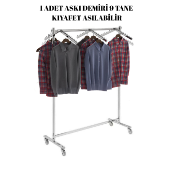 6 Adet Askılı Tekerlekli Yüksek Kalite Metal Orta Stand