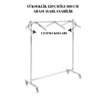 6 Adet Askılı Yüksek Kalite Tekerlekli Krom Kaplama Metal Orta Stand