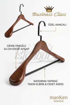 Delüks 44 CM Masif Ahşap Ceket Askısı Elbise Askısı Takım Askısı