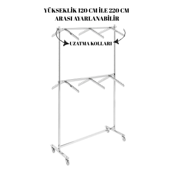 12 Adet Askılı Tekerlekli Yüksek Kalite Krom Kaplama Metal Orta Stand