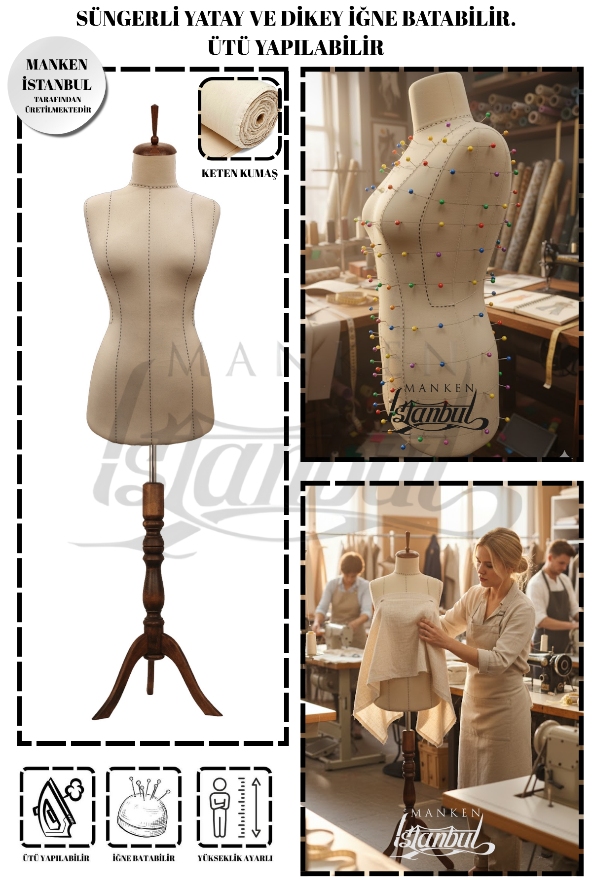 Yüksek Kalite Özel Punto Dikişli Full Sünger Terzi Mankeni