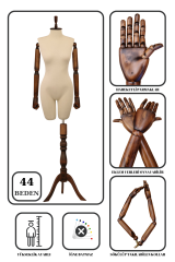 Pantolon Giyebilen Ahşap Kollu Terzi Mankeni Vitrin Mankeni 44 beden