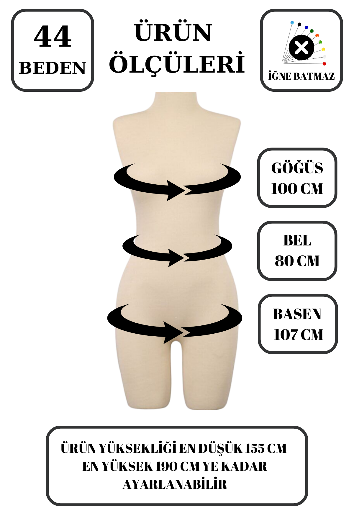 Pantolon Giyebilen Ahşap Kollu Terzi Mankeni Vitrin Mankeni 44 beden