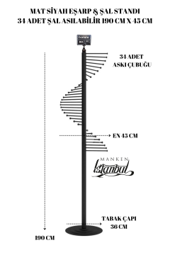 Siyah Eşarp Standı Şal Standı ( 34 Şal Asılabilir )