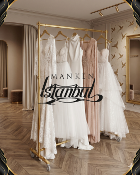 Gold Kaplama Yüksekli Ayarlı Tekerlekli Abiye Gelinlik Standı