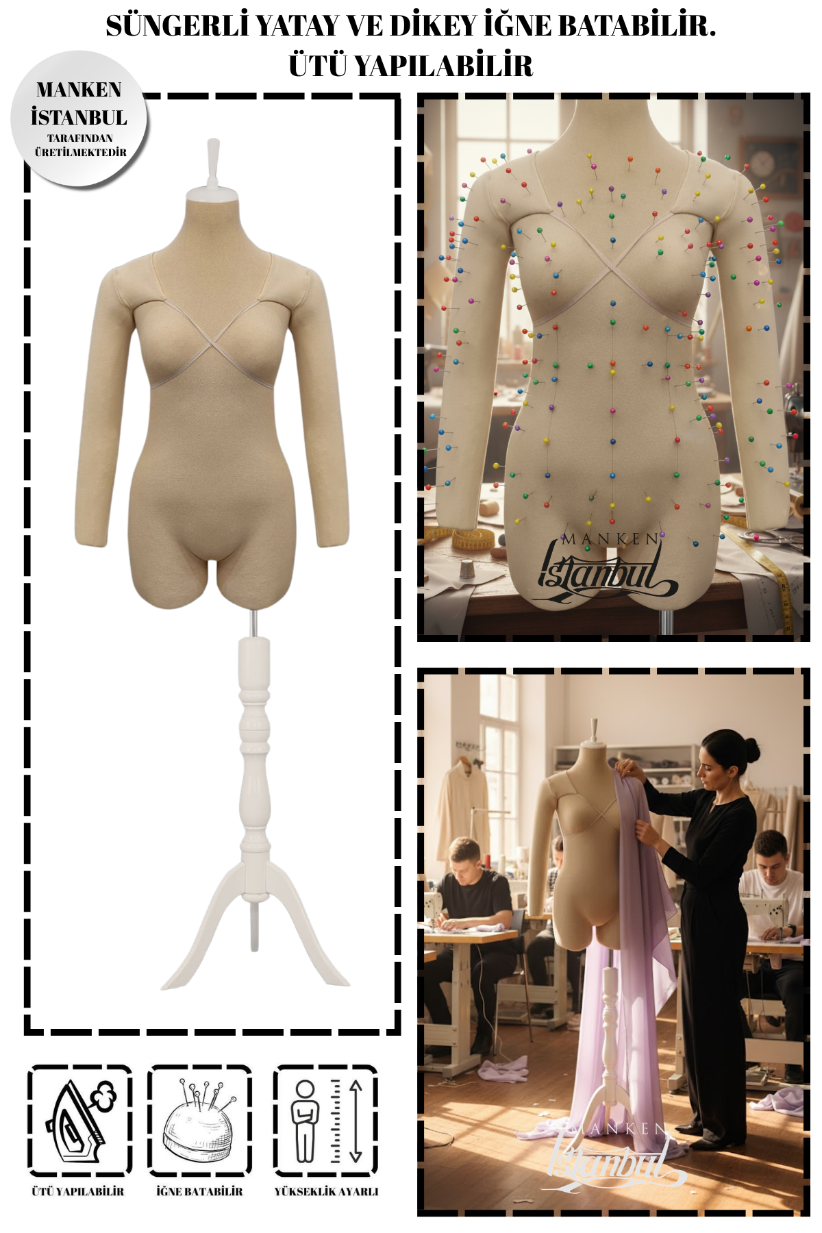 36 Beden Kollu İğne Batabilen Prova Mankeni Terzi Mankeni