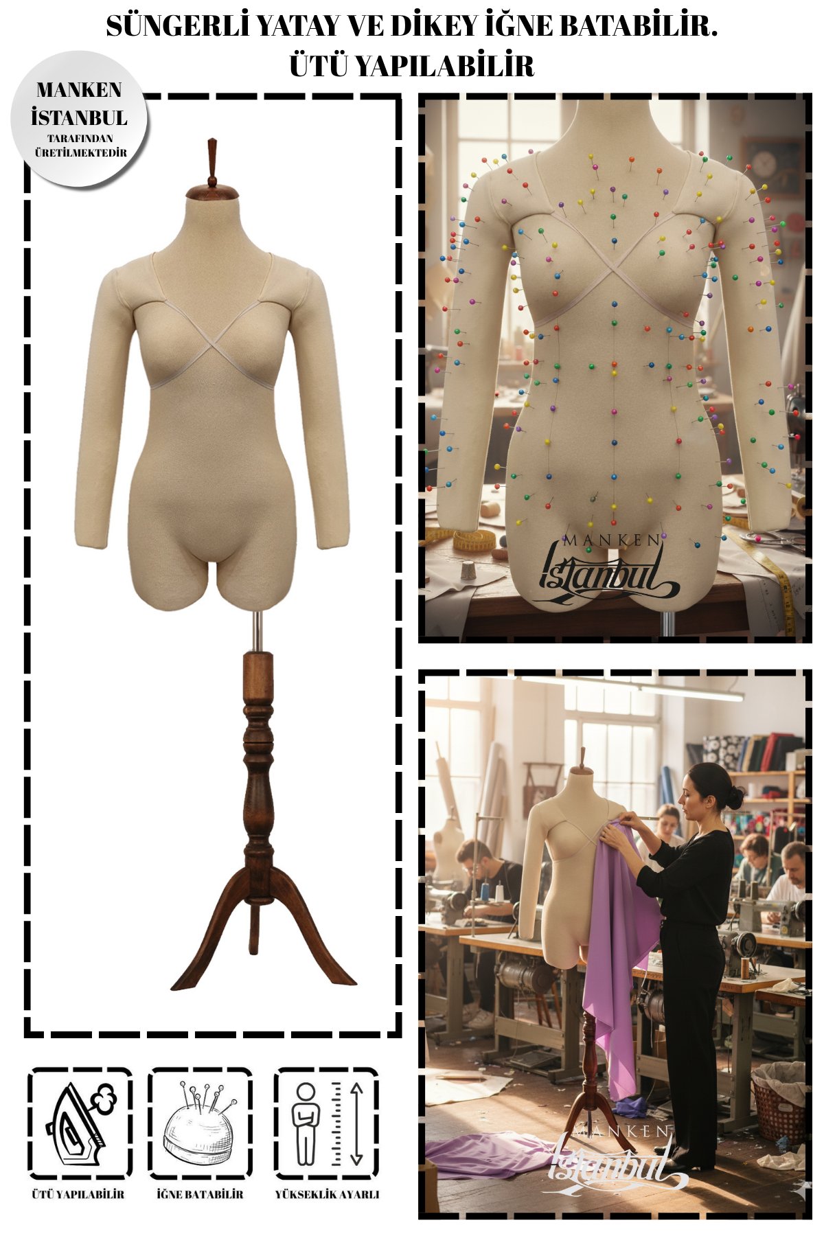 36 Beden Kollu İğne Batabilen Prova Mankeni Terzi Mankeni