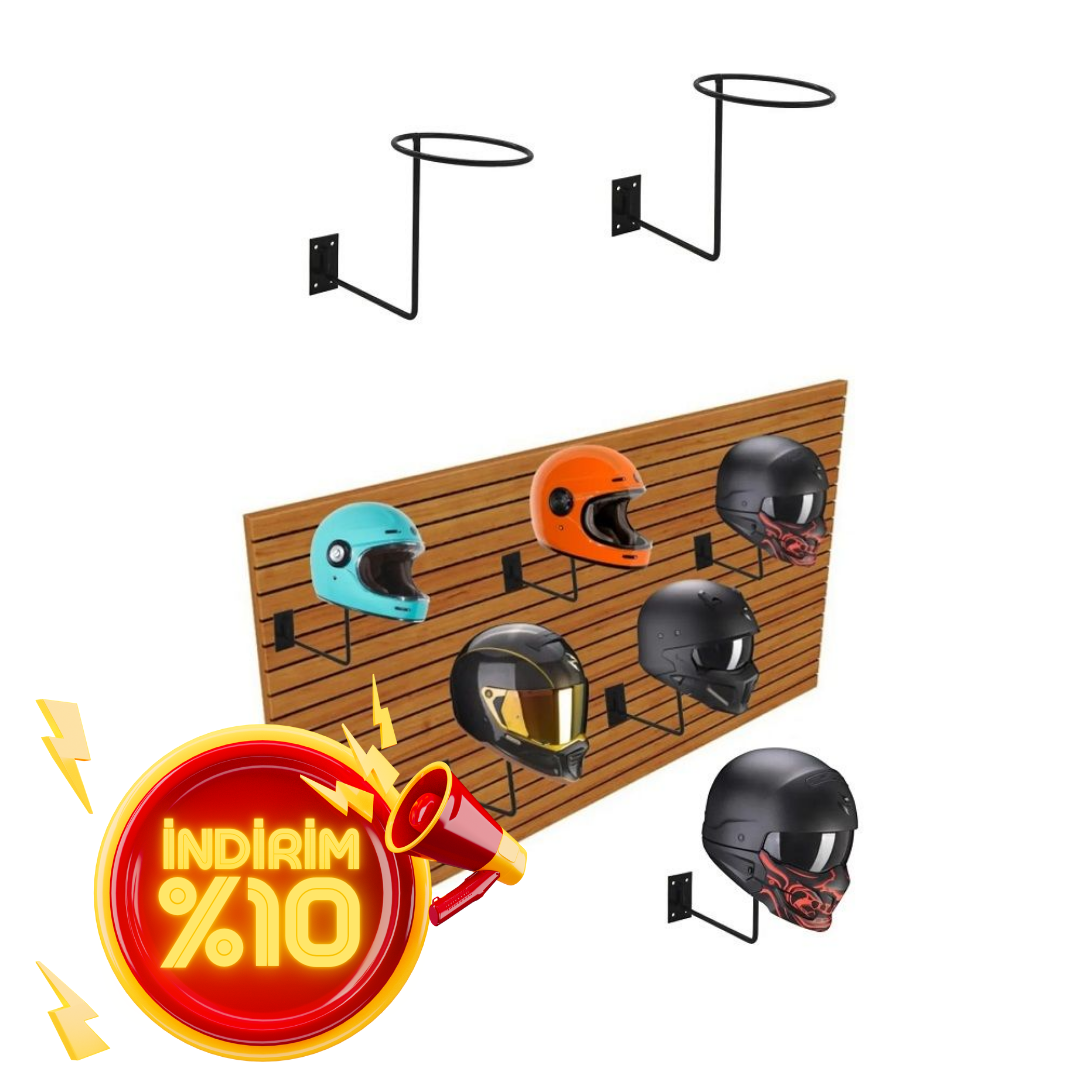2 Adet Motosiklet Kask Standı Duvara Monteli 2 Li Set